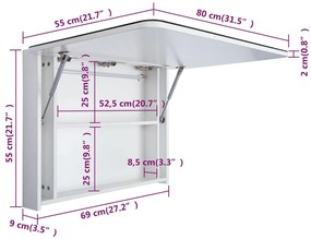 Armário espelhado para casa de banho com LED 80x9,5x55 cm