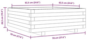 Vaso/floreira de jardim 70x70x26,5 cm pinho maciço branco