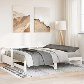 Sofá-cama sem colchão 90x190 cm madeira de pinho maciça branco