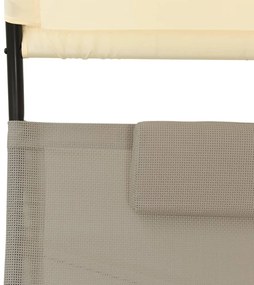 Espreguiçadeira dupla c/ toldo textilene cinza-acast. e creme