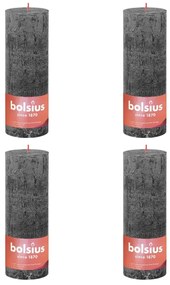 Bolsius Velas rústicas cilíndric. Shine 4pcs 190x68mm cinza tempestade
