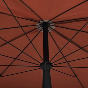 Guarda-sol de jardim com poste 200x130 cm terracota
