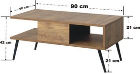 Mesa de Centro Bukle – Pinho Atlântico Preto – 90x40x50 cm