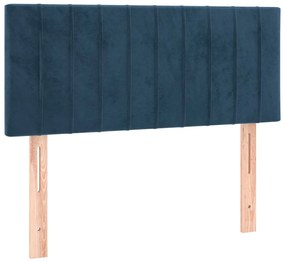Cama com molas/colchão 90x190 cm veludo azul-escuro