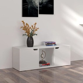 vidaXL Móvel de TV 88,5x27,5x30,5 cm contraplacado branco