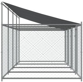 Jaula para cão com telhado/portas 8x2x2 m aço galvanizado cinza