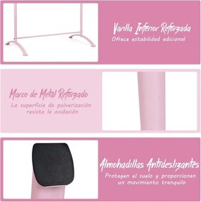 Barra de Ballet Portátil 120 cm  Barra Dupla Independente Altura Ajustável 56/76/96/116 cm Barra de Fitness Adultos e Crianças Rosa