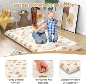 Colchão de chão enrolável Tatami Mat com capa lavável Tapete portátil com saco de transporte 200 x 90 x 10 cm  castanho
