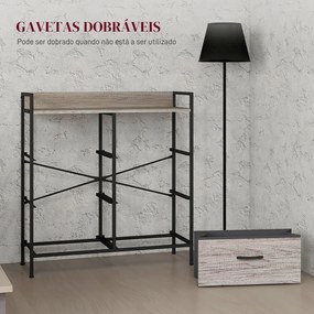 Cómoda com 6 Gavetas Dobráveis de Tecido Estrutura de Aço e Estilo Industrial 79x29x85 cm Cinzento