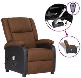 vidaXL Poltrona de massagens elétrica couro artificial/tecido castanho