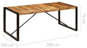 Mesa de jantar madeira de mangueira maciça 200x100x75 cm