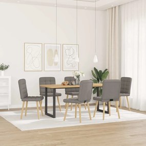 Cadeiras de jantar 6 pcs tecido cinzento-acastanhado