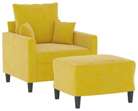 Poltrona com apoio de pés 60 cm veludo amarelo