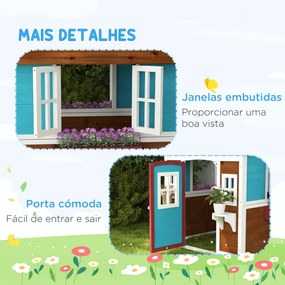 Casa de Brincar Infantil para Jardim Casa de Madeira para Crianças com