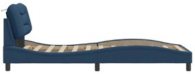 Estrutura de cama com LED sem colchão 90x190 cm tecido azul