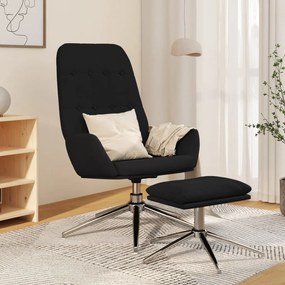 vidaXL Cadeira de descanso com banco p/ pés tecido de microfibra preto