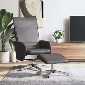 vidaXL Cadeira reclinável com apoio de pés couro artificial cinzento