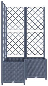 Vaso/floreira jardim c/ treliça 80x80x136 cm PP cinzento azul