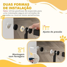 Barreira para Cães Extra Alta com Largura Ajustável 77-104 cm Barreira de Segurança para Cães e Gatos com 2 Extensões Preto