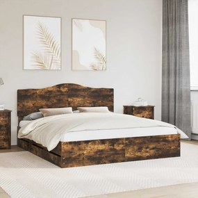 vidaXL Estrutura da Cama com gaveta Carvalho Defumado 180 x 200 cm