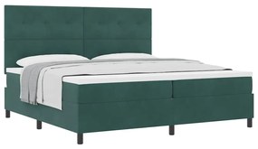 Cama Box Spring com Colchão Verde Escuro 200x200 cm Veludo
