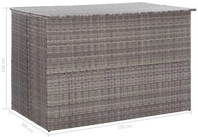 Caixa de arrumação para jardim 150x100x100 cm vime PE cinzento