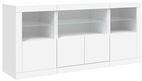 Aparador com luzes LED 142,5x37x67 cm branco