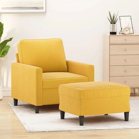 vidaXL Poltrona com apoio de pés 60 cm veludo amarelo-claro