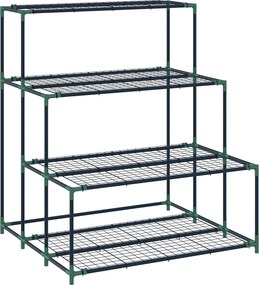 Outsunny Suporte para Plantas de 4 Níveis com Design em Escada e Estrutura Metálica Resistente para Interior e Exterior Verde | Aosom Portugal