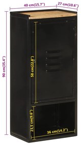 Armário p/ casa de banho 40x27x90 cm ferro e mangueira maciça