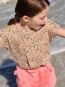 Blusa de mangas curtas branco estampado