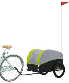 Reboque para bicicleta 45 kg ferro preto e verde