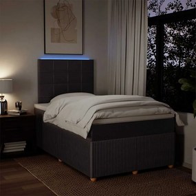 Cama boxspring com colchão 120x190 cm tecido castanho-escuro