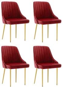 vidaXL Cadeiras de jantar 4 pcs veludo vermelho tinto
