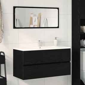 vidaXL Gabinete para Pia Carvalho Preto 90x38,5x45 cm Madeira Engenheirada