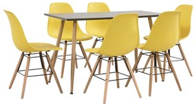 3053823 vidaXL 7 Piece Dining Set Plastic Yellow (248310+248270)
