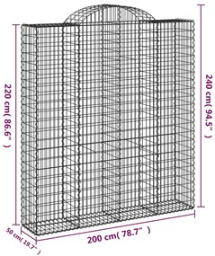 Cestos gabião arqueados 8pcs 200x50x220/240cm ferro galvanizado