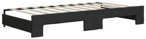 Sofá-cama com gavetão e gavetas 90x190 cm tecido preto