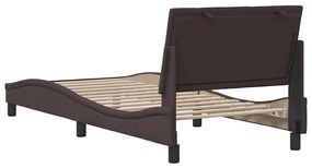 Estrutura de cama sem colchão 90x200 cm tecido castanho-escuro