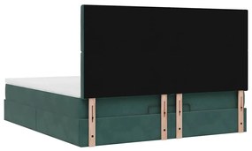 Estrutura de cama otomana com colchão verde escuro veludo