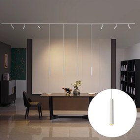 Sistema de iluminação de trilho moderno com 6 focos e 4 pendentes brancos monofásicos - Slimline Uzzy Keno