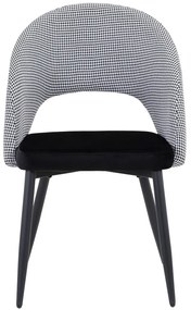 Conjunto 4 Cadeiras de Cozinha e Sala de Jantar  CLEO, metal, tecido houndstooth com tecido preto