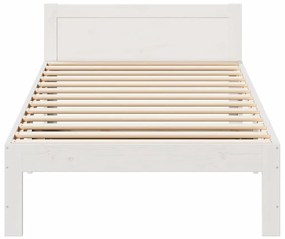 Cama sem colchão 90x200 cm madeira de pinho maciça branco