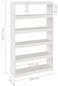 Estante/divisória 100x30x167,5 cm pinho maciço branco