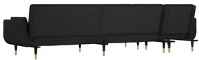 Sofá-cama em forma de L 275x140x70 cm veludo preto