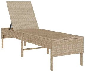 Espreguiçadeira com almofadão 55x200x44cm vime PE bege
