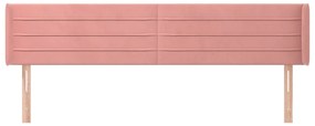 Cabeceira de cama c/ abas veludo 183x16x78/88 cm rosa