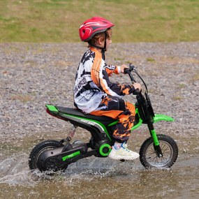 Mota elétrica de motocross para crianças, com motor de 350 W, bateria de 12 V, velocidade de 8-16 km/h, pneus insufláveis de 12'' e cor verde