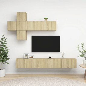 vidaXL 7pcs conjunto de móveis de TV derivados madeira carvalho sonoma
