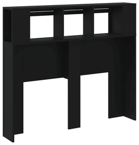 Cabeceira cama c/ LEDs 120x18,5x103,5 cm deriv. madeira preto